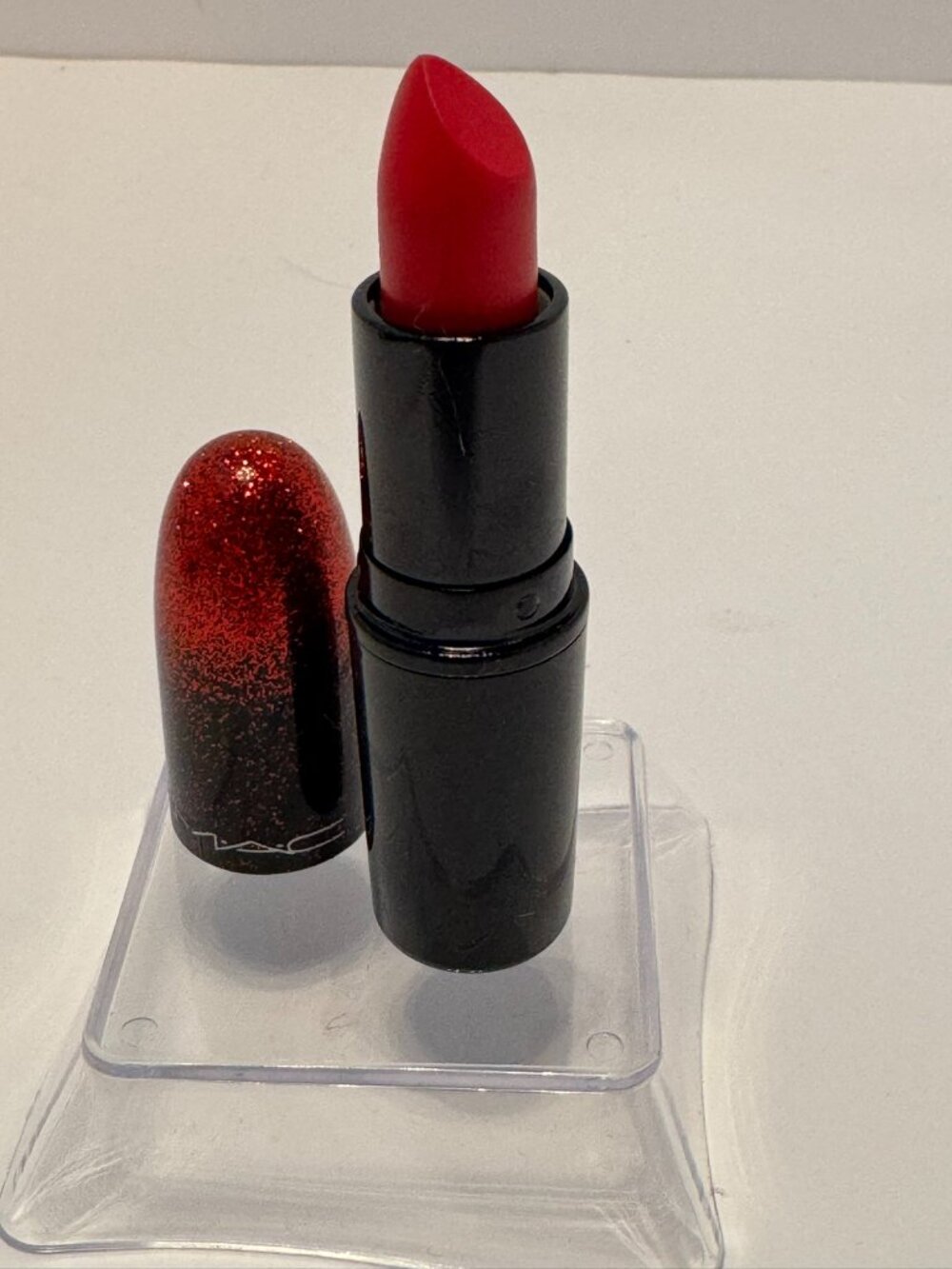 MAC All Fired Up Retro Matte Lipstick Red Glitter Holiday Ombre Case NWOB
